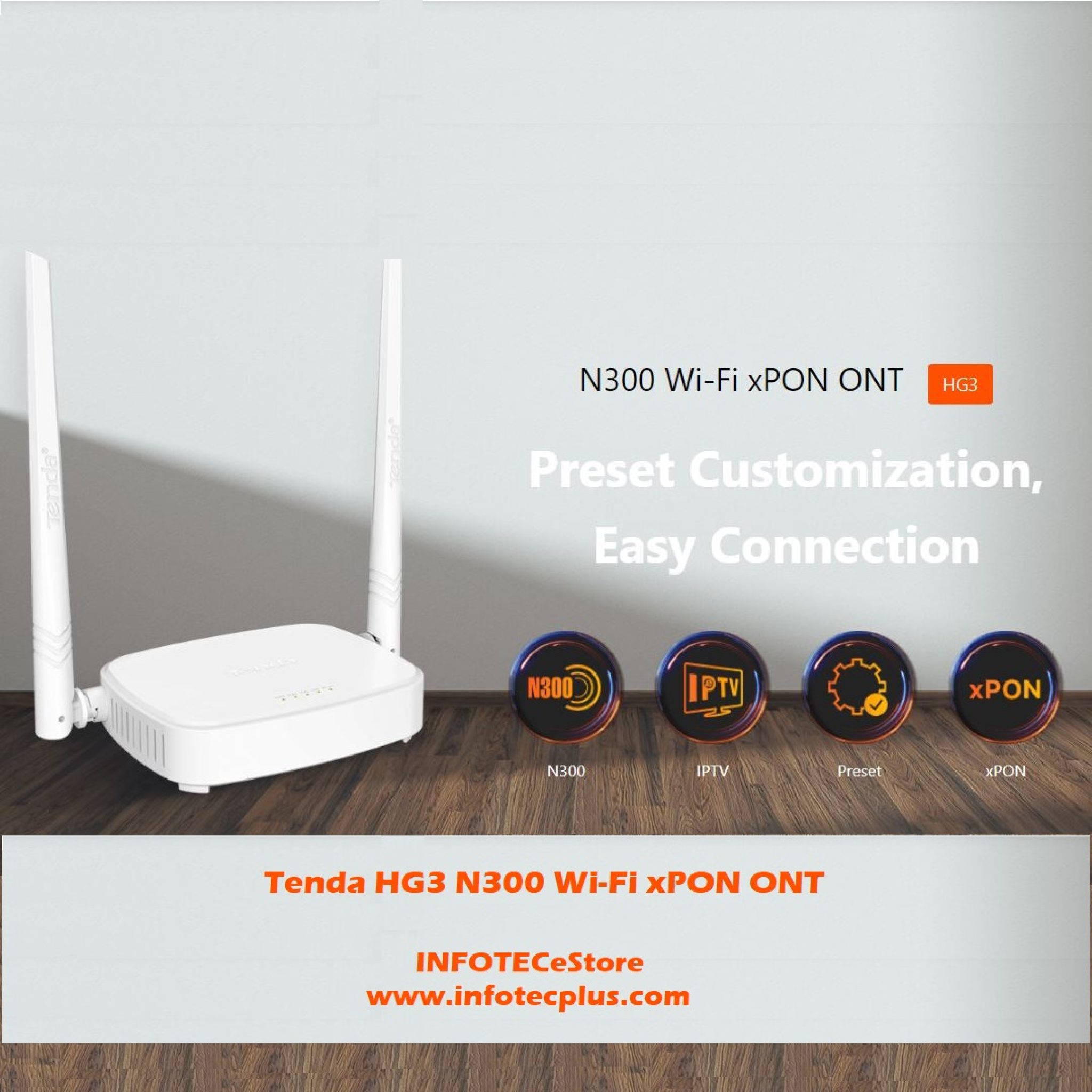 Tenda HG3 N300 Wi Fi XPON ONT INFOTEC EStore