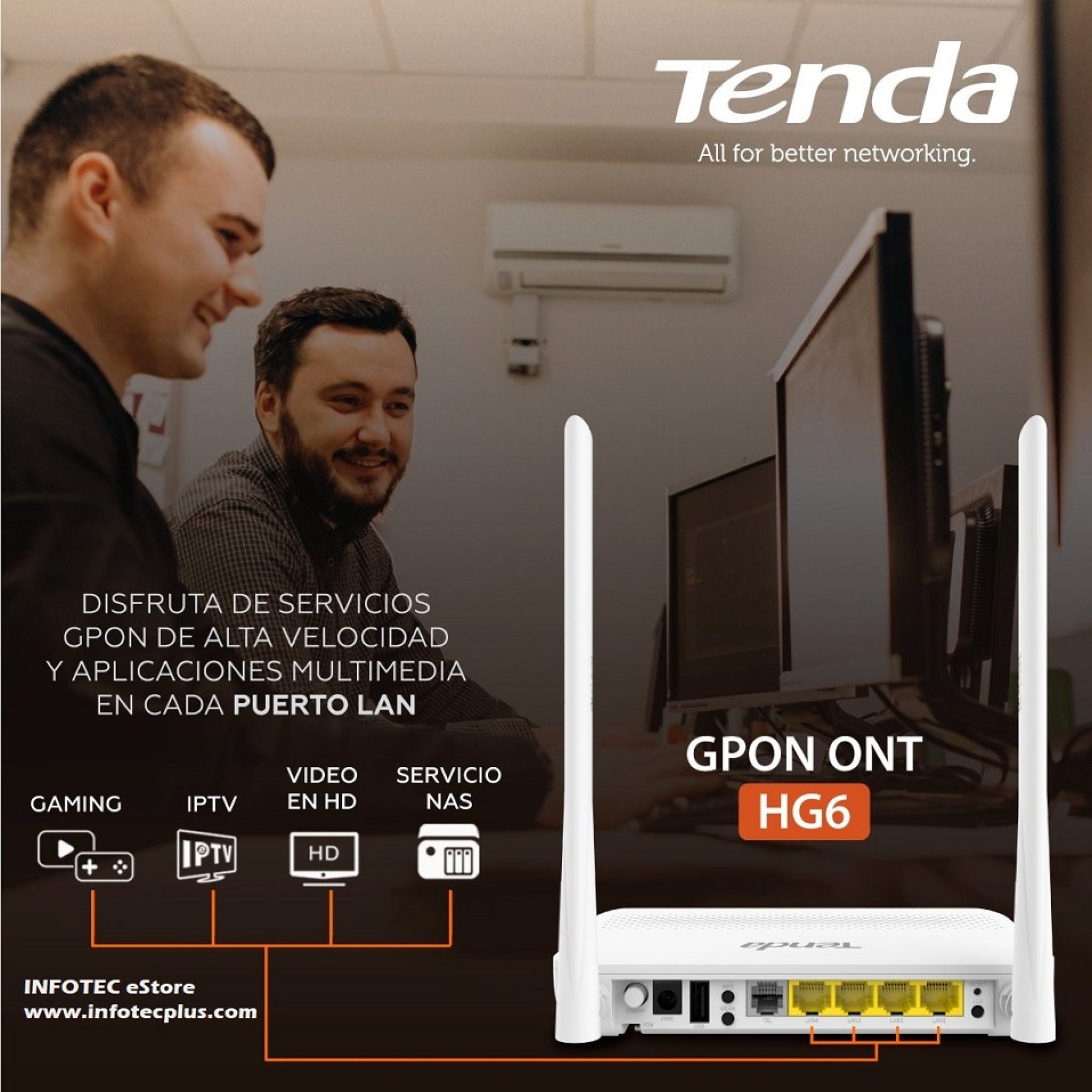 Tenda HG6 N300 Wi Fi GPON ONT INFOTEC EStore