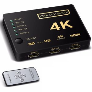 HDMI Switch with Remote 5 Port 2K-4K