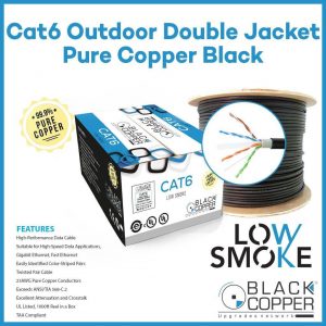 Black Copper 23AWG CAT6 Outdoor Double PVC PureCopper Cable 305M