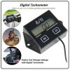 Digital Tachometer Hour Meter LCD Display Spark Plugs 2 and 4 Stroke Engine RPM Tacho Tach Gauge Spin (Standard Size)