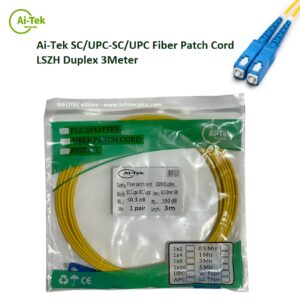 Ai-Tek SC/UPC-SC/UPC Fiber Patch Cord LSZH Duplex 3Meter