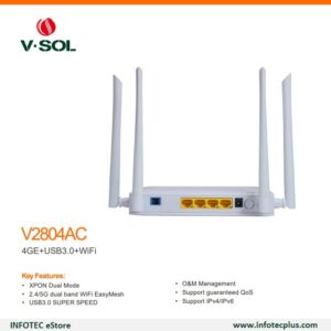 VSOL V2804AC XPON AC1200 Dualband 4Gigabit Ports+USB3.0+WiFi5 ONT